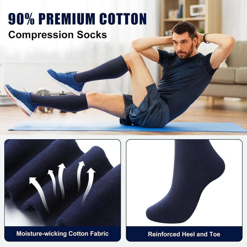 Tisancy 4 Pairs Cotton Compression Socks for Women Men 20-30mmhg Is Best Support Stocking for Running Hiking Cycling - Image 5